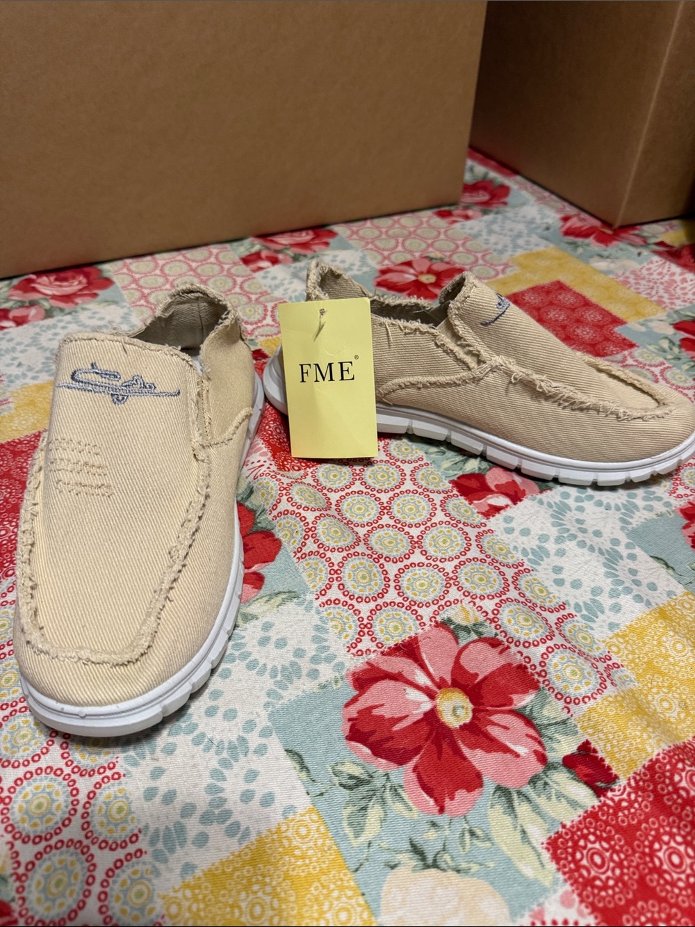 ME Makeover Essentials Beige Canvas Slip-On Sneakers for Women